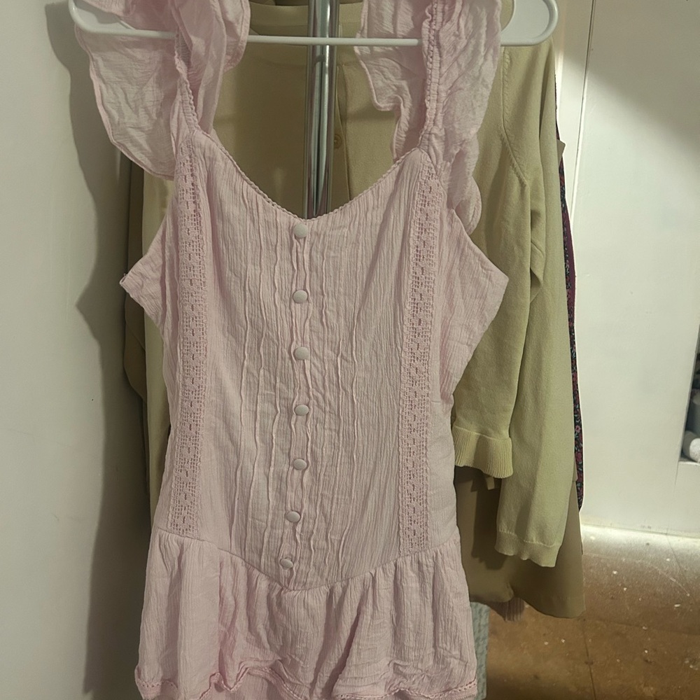 Pink Ruffled Sleeveless Top